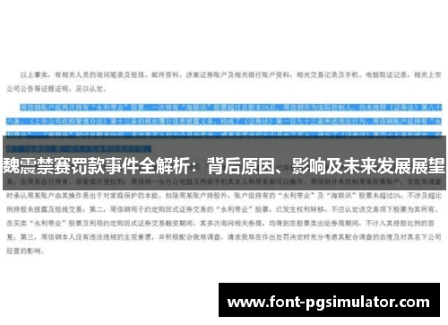 魏震禁赛罚款事件全解析：背后原因、影响及未来发展展望